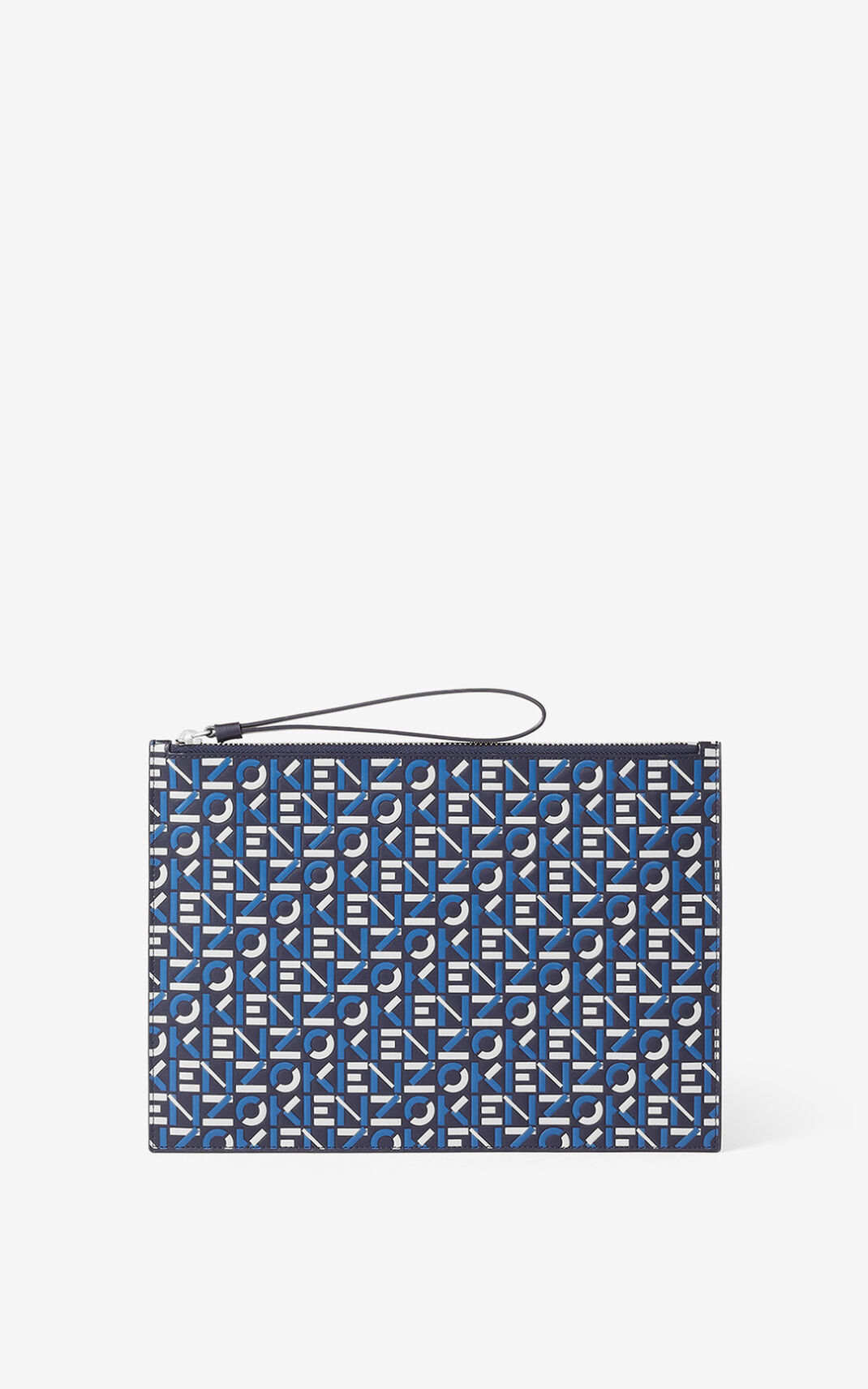 Kenzo Large monogram Deri Clutch Çanta Erkek Mavi | 4925-FTWRL